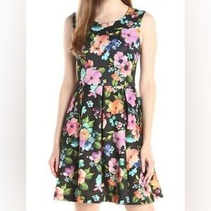 Betsey Johnson Floral Print Scuba Fit and Flare Dress Size 10